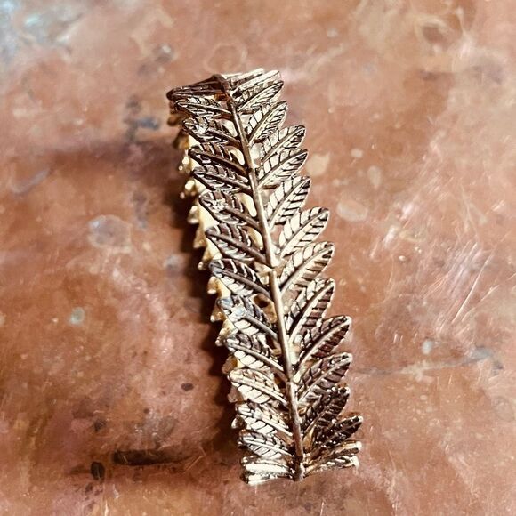 Vintage fern leaf stretch bracelet | brass toned - Picture 4 of 5